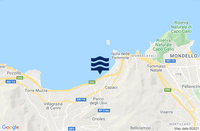Mapa da tábua de marés em Piano dei Geli, Italy