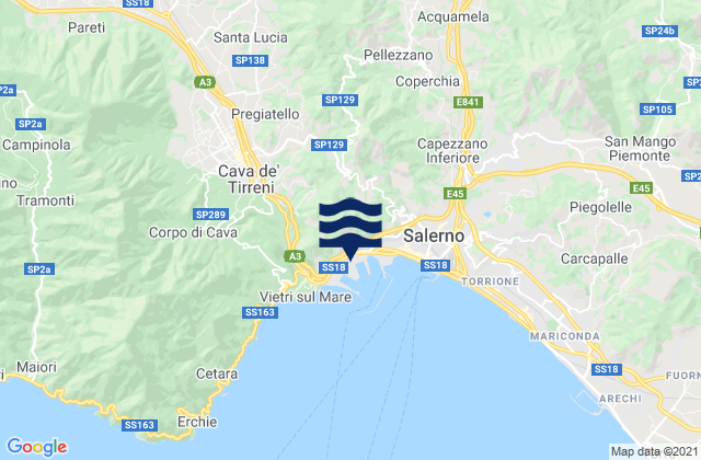 Mapa da tábua de marés em Piazza del Galdo-Sant'Angelo, Italy