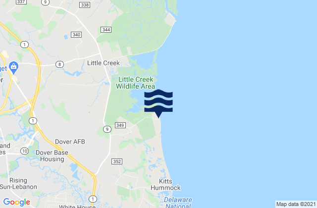 Mapa da tábua de marés em Pickering Beach, United States