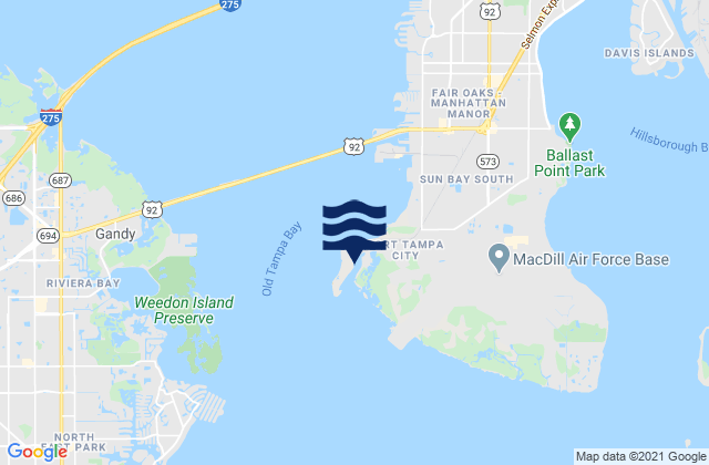 Mapa da tábua de marés em Picnic Island, United States