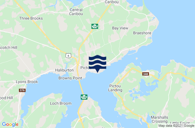 Mapa da tábua de marés em Pictou, Canada