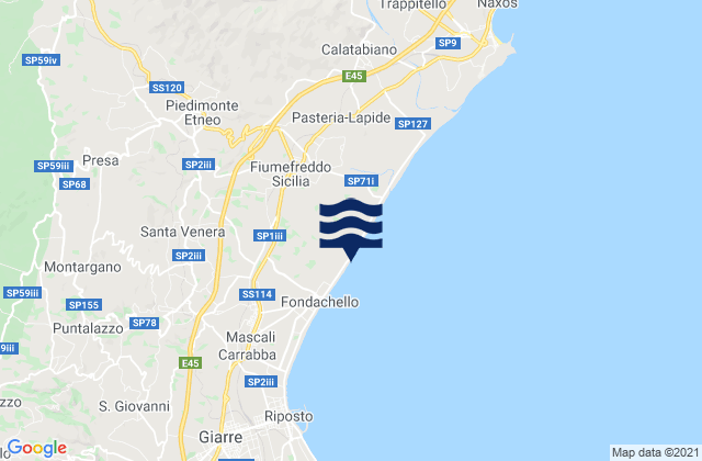 Mapa da tábua de marés em Piedimonte Etneo, Italy