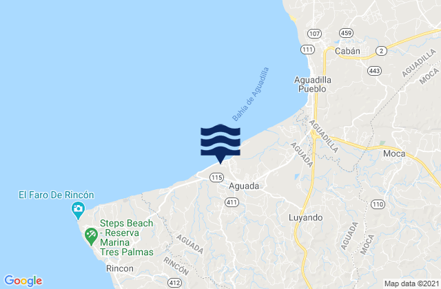 Mapa da tábua de marés em Piedras Blancas Barrio, Puerto Rico