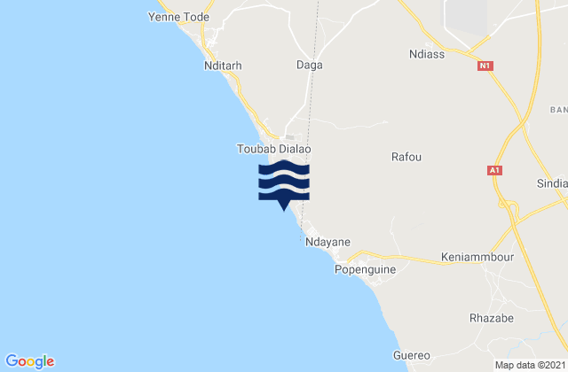 Mapa da tábua de marés em Piere de Lisse, Senegal
