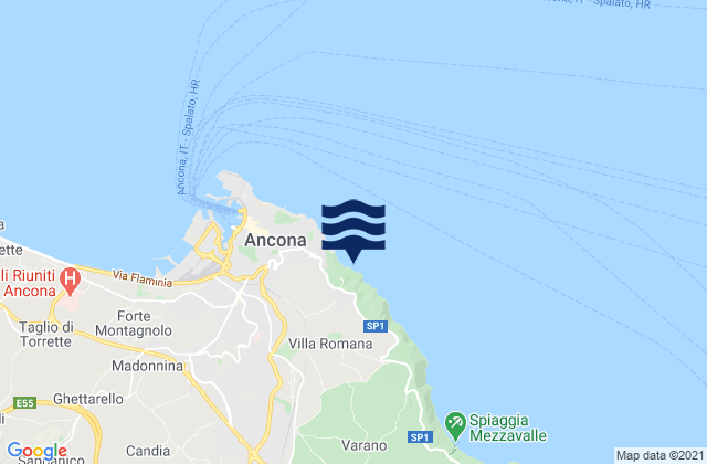 Mapa da tábua de marés em Pietra la Croce, Italy