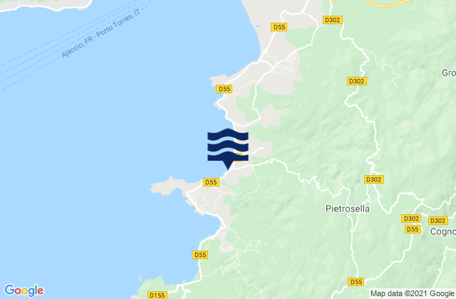Mapa da tábua de marés em Pietrosella, France