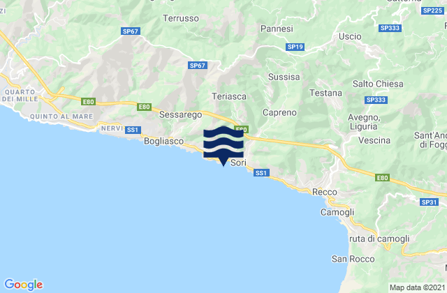Mapa da tábua de marés em Pieve Ligure, Italy
