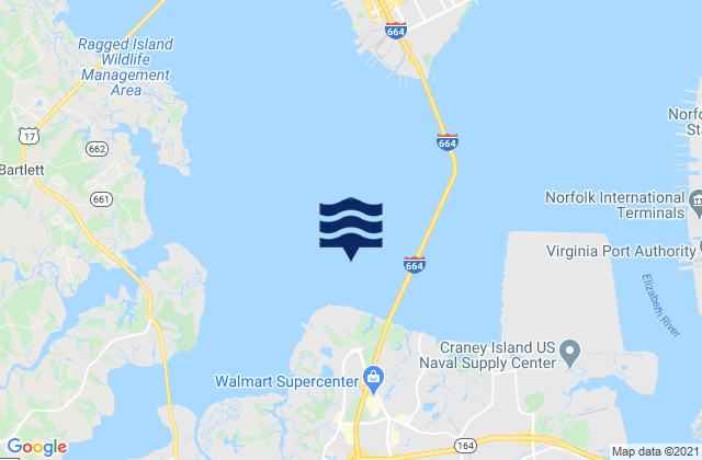Mapa da tábua de marés em Pig Point, United States