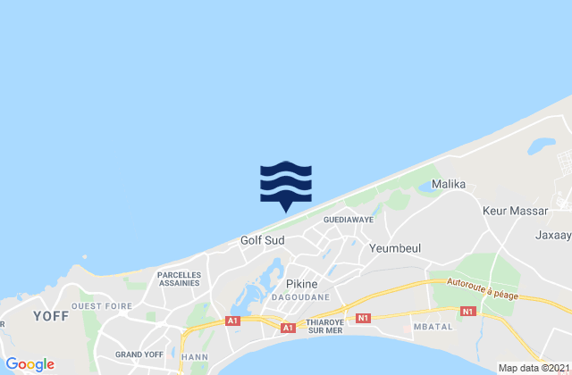 Mapa da tábua de marés em Pikine, Senegal