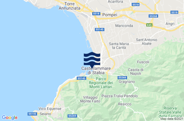 Mapa da tábua de marés em Pimonte, Italy
