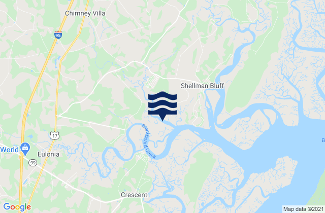Mapa da tábua de marés em Pine Harbor Sapelo River, United States