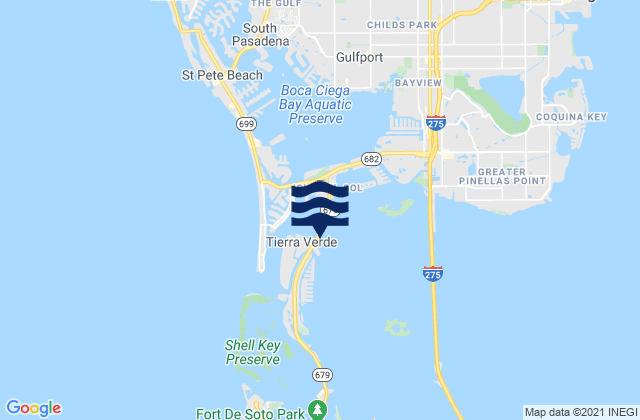 Mapa da tábua de marés em Pine Key (Pinellas Bayway bridge), United States