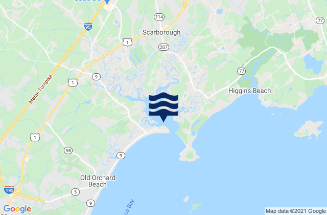 Mapa da tábua de marés em Pine Point Scarborough River, United States