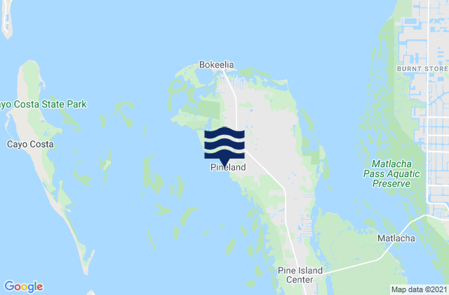 Mapa da tábua de marés em Pineland Pine Island, United States