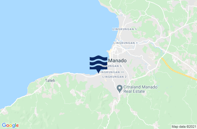 Mapa da tábua de marés em Pineleng, Indonesia