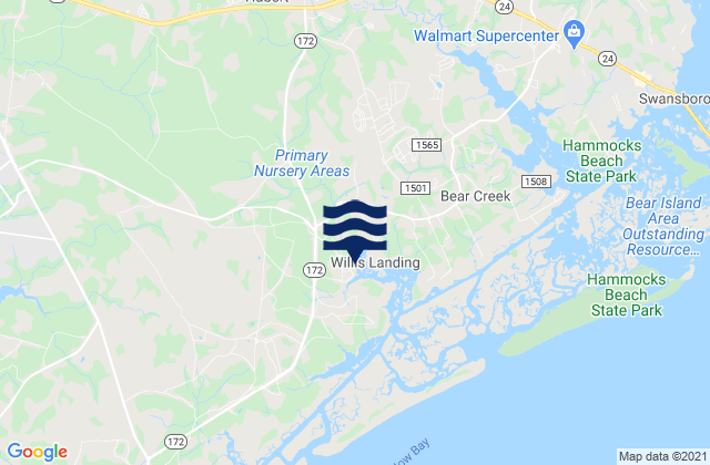 Mapa da tábua de marés em Piney Green, United States