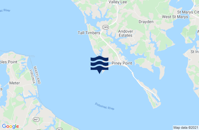 Mapa da tábua de marés em Piney Point Md, United States