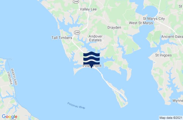 Mapa da tábua de marés em Piney Point, United States