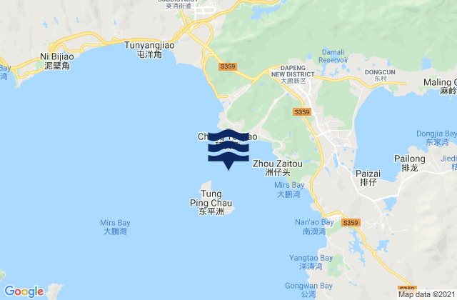 Mapa da tábua de marés em Ping Chau Hoi, Hong Kong