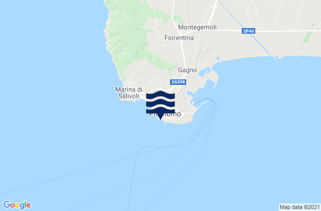 Mapa da tábua de marés em Piombino, Italy