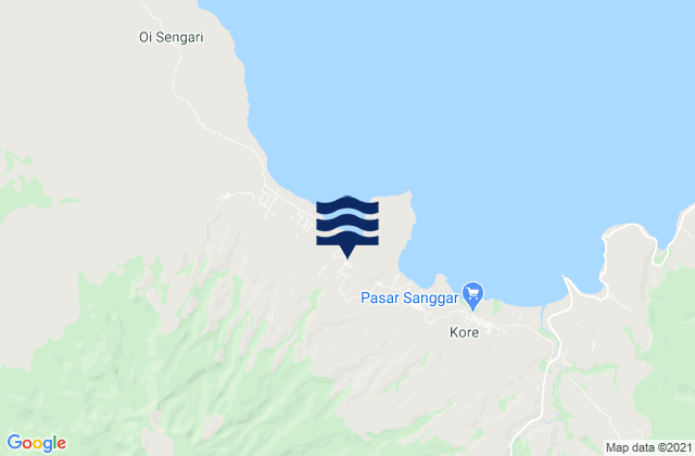 Mapa da tábua de marés em Piong, Indonesia