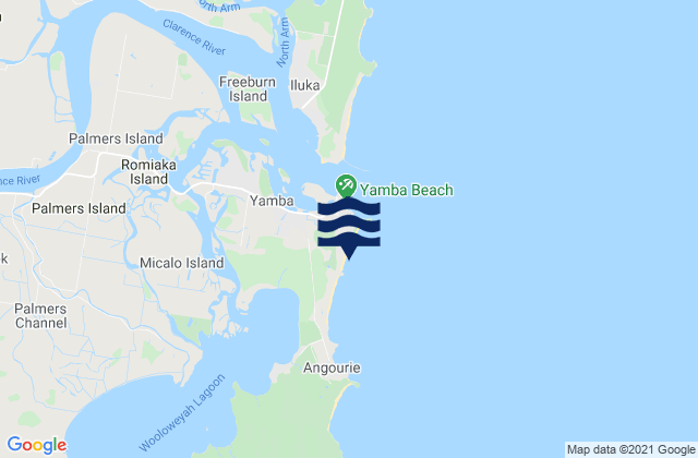 Mapa da tábua de marés em Pippi Beach, Australia