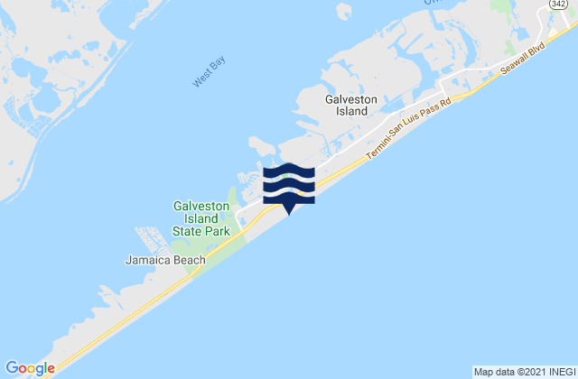 Mapa da tábua de marés em Pirates Beach, United States