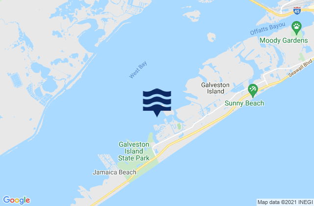 Mapa da tábua de marés em Pirates Cove, United States