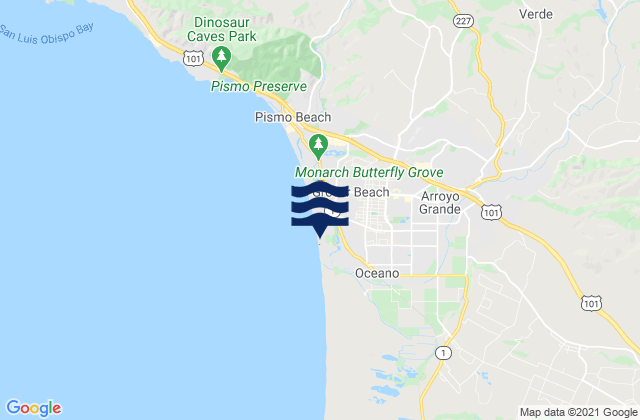 Mapa da tábua de marés em Pismo State Beach, United States