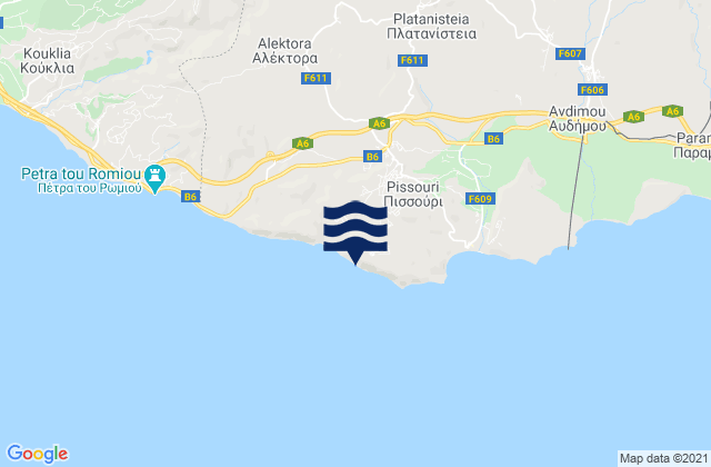 Mapa da tábua de marés em Pissoúri, Cyprus