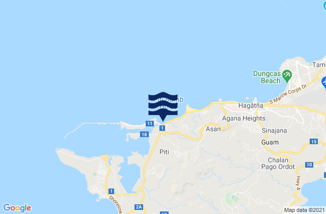 Mapa da tábua de marés em Piti Municipality, Guam