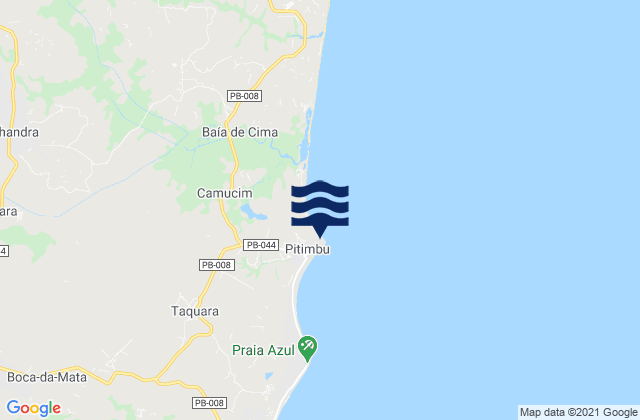 Mapa da tábua de marés em Pitimbu, Brazil
