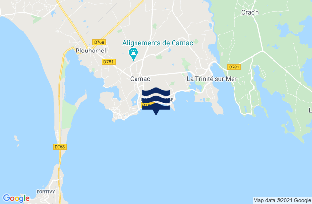 Mapa da tábua de marés em Plage de Carnac, France