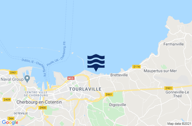 Mapa da tábua de marés em Plage de Collignon, France