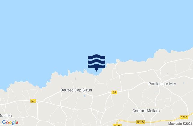 Mapa da tábua de marés em Plage de Pors Peron, France
