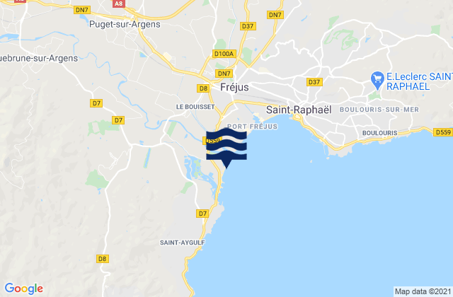 Mapa da tábua de marés em Plage de Saint-Aygulf, France