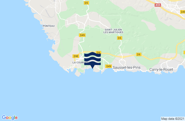 Mapa da tábua de marés em Plage de Sainte-Croix, France
