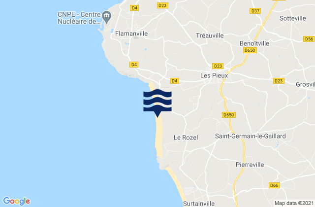 Mapa da tábua de marés em Plage de Sciotot, France