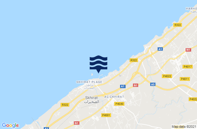 Mapa da tábua de marés em Plage de Skhirat, Morocco