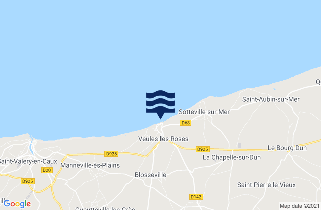 Mapa da tábua de marés em Plage de Veules-les-Roses, France