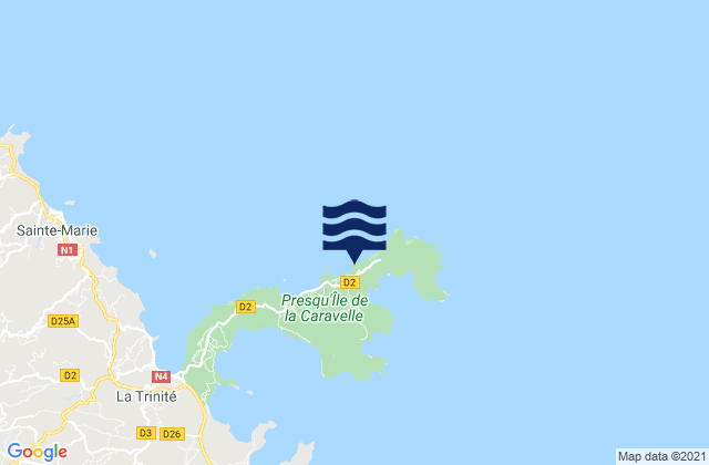 Mapa da tábua de marés em Plage des Surfeurs, Martinique