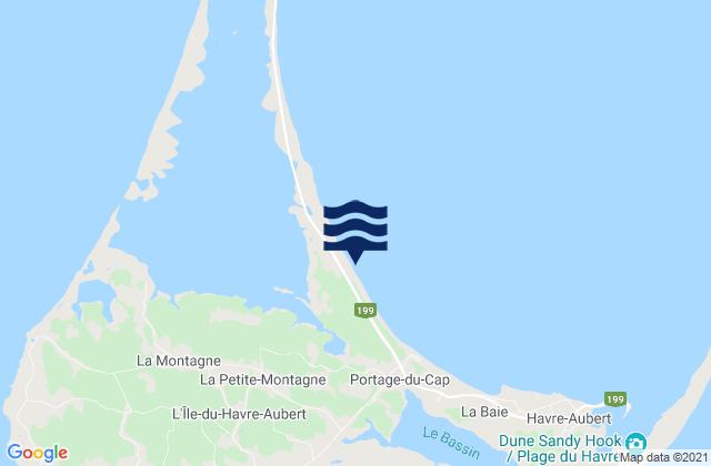 Mapa da tábua de marés em Plage du Havre Aubert, Canada