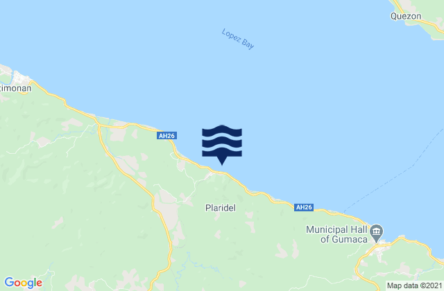 Mapa da tábua de marés em Plaridel, Philippines