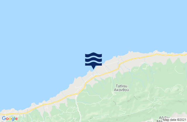Mapa da tábua de marés em Platáni, Cyprus
