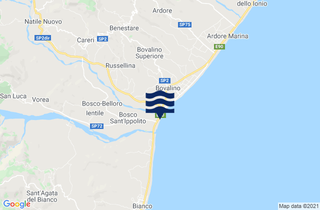 Mapa da tábua de marés em Platì, Italy