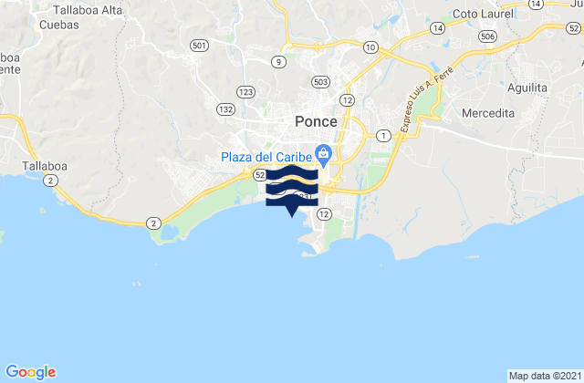 Mapa da tábua de marés em Playa Barrio, Puerto Rico