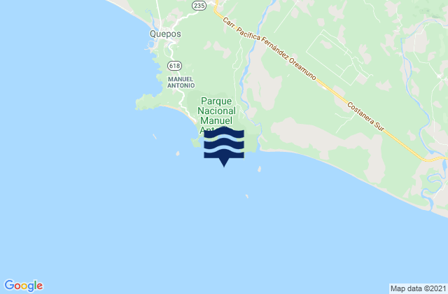Mapa da tábua de marés em Playa Blanca, Costa Rica