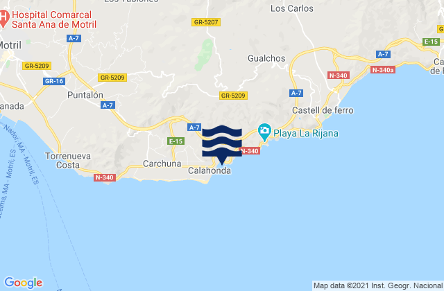 Mapa da tábua de marés em Playa Calahonda, Spain