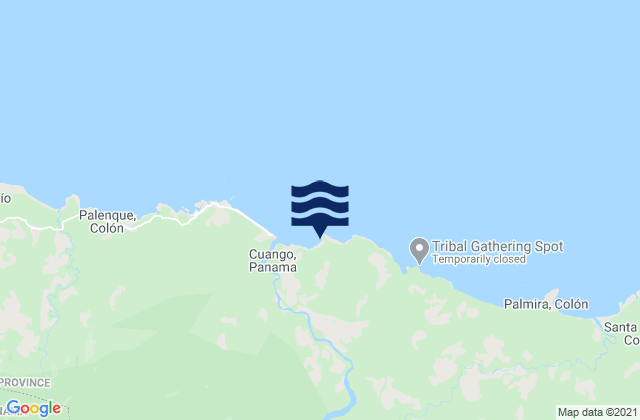 Mapa da tábua de marés em Playa Chiquita, Panama