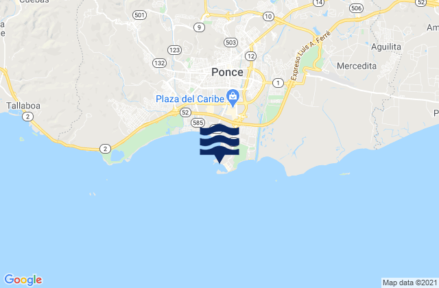 Mapa da tábua de marés em Playa De Ponce, Puerto Rico